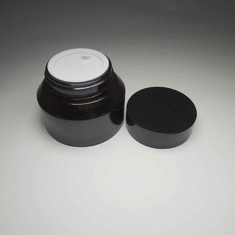 Round green spray color glass jar with body butter cream jar packaging