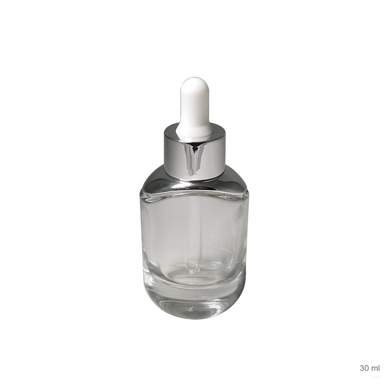 Bottle body with aluminum 30ml flat oval glass bottle with silicone drip tip