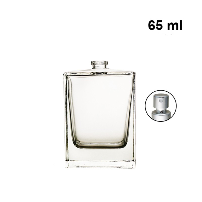Transparent perfume glass 125ml flat rectangle glass bottle perfume long and thin crimp neck spray bottle