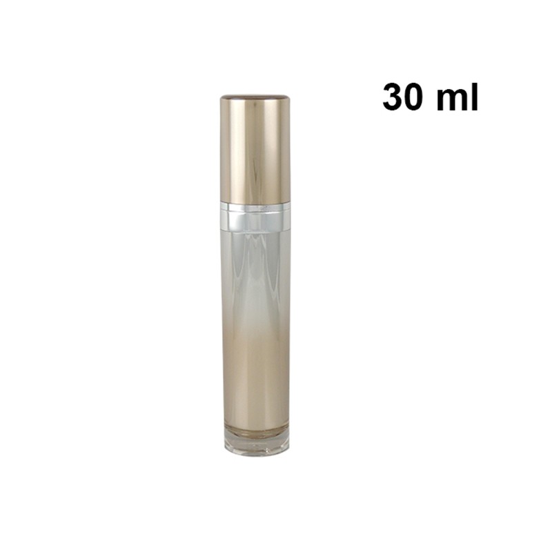 Gorgeous color cosmetic packaging plastic bottle with gold cap and silver liner plastic cosmetic bottle