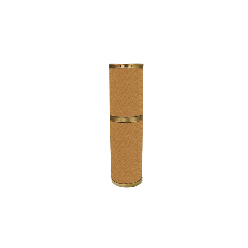 Mature style 12ml aluminium base yellow leather wrapped glass bottles travel purse perfume mini perfume bottle