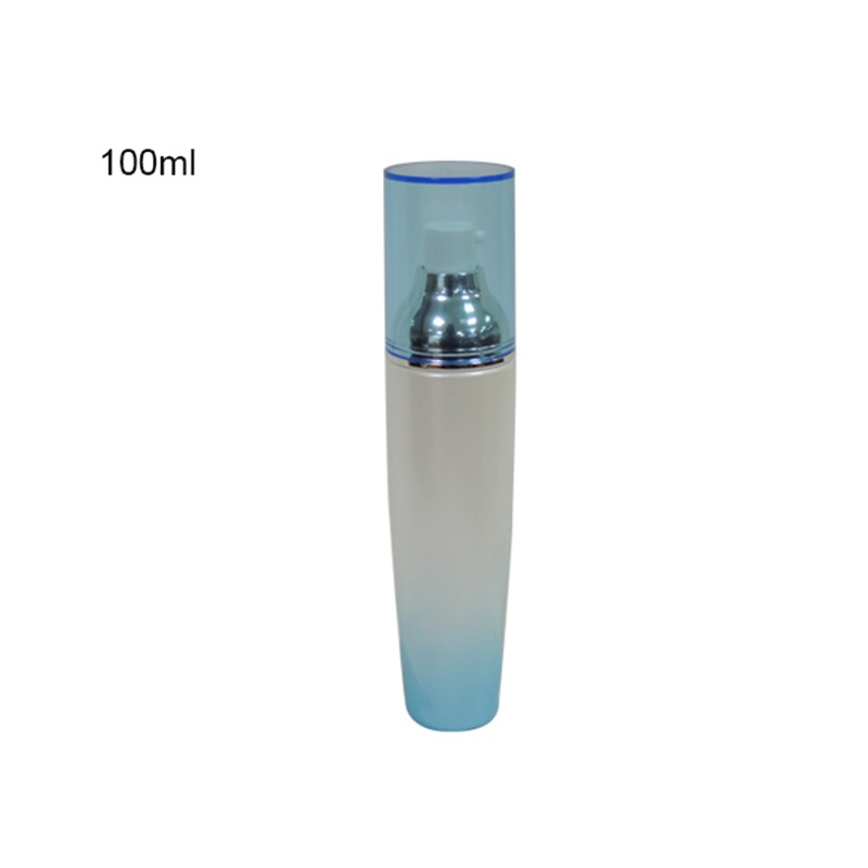 Gradient blue and white acrylic private brand skin care durable pump bottle