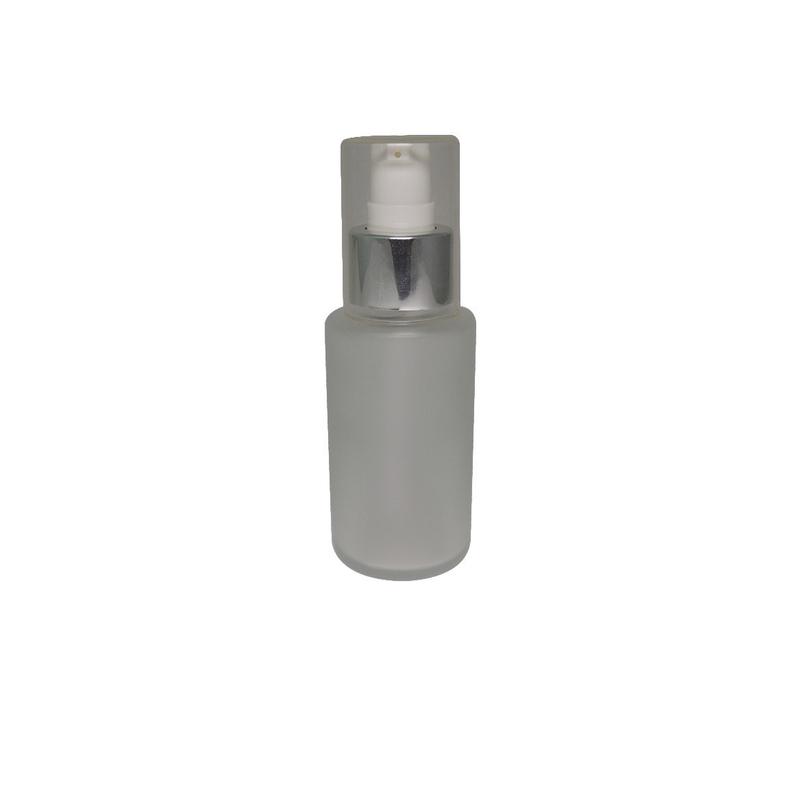 Luminous silk foundation empty 60ml clear glass bottle with plastic pump and silver collar 20/410 neck size