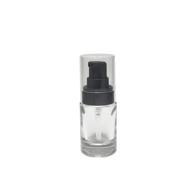 Custom made skincare packaging cylinder shape glass bottle empty 15ml custom color black pump facial treatment