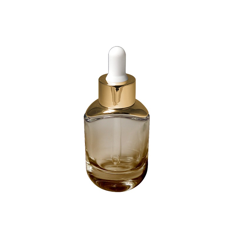 Bottle body with aluminum 30ml flat oval glass bottle with silicone drip tip