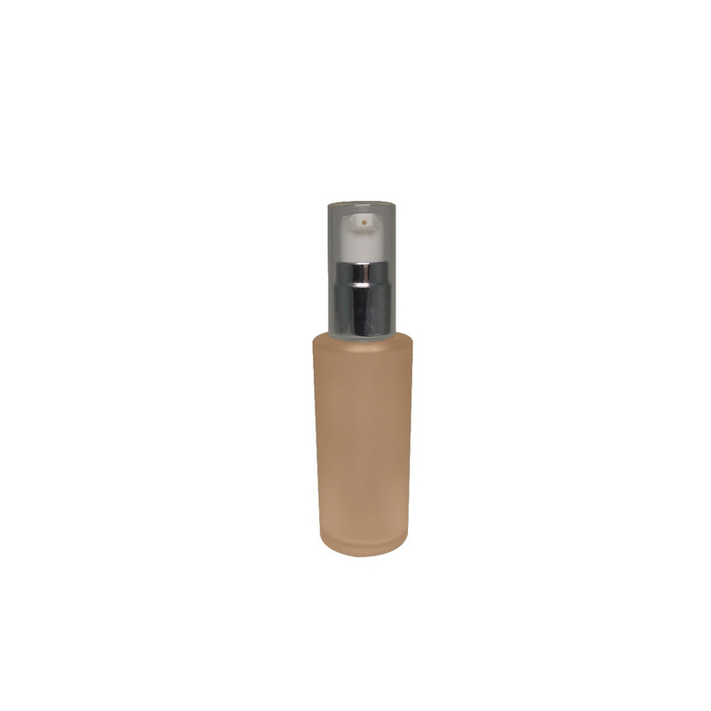 Facial lotion cream empty glass bottle packaging 50ml capacity cylinder shape custom logo and color transparent cap