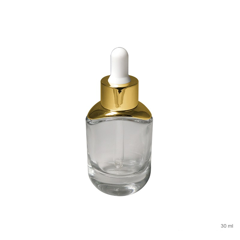 Glamorous transparent sparkling dropper bottle 30ml gold dropper plumper brighter skin effect essence cosmetic