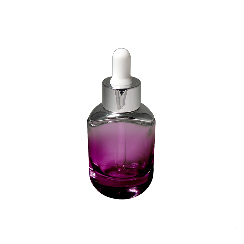 Bottle body with aluminum 30ml flat oval glass bottle with silicone drip tip