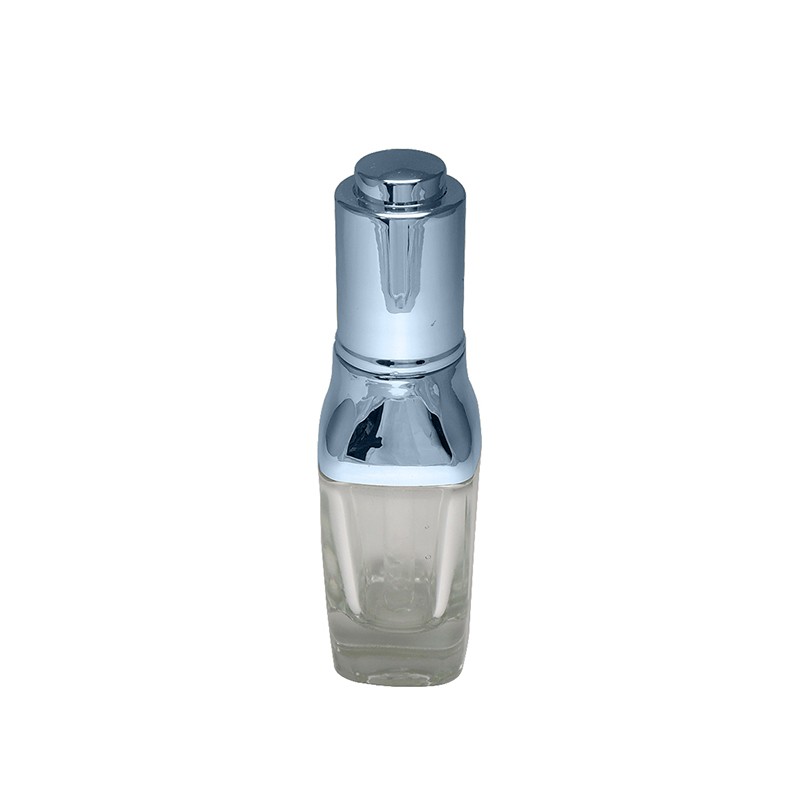Bottle body with aluminum 30ml square glass bottle with aluminum dropper