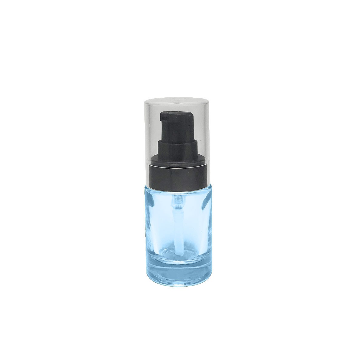 Custom made skincare packaging cylinder shape glass bottle empty 15ml custom color black pump facial treatment