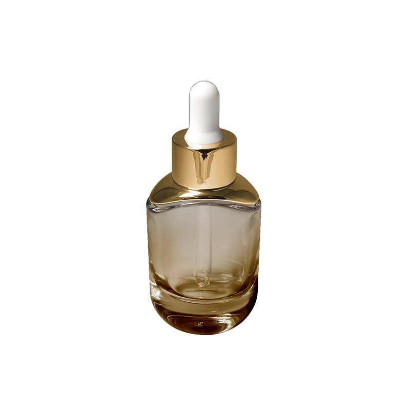 Glamorous transparent sparkling dropper bottle 30ml gold dropper plumper brighter skin effect essence cosmetic