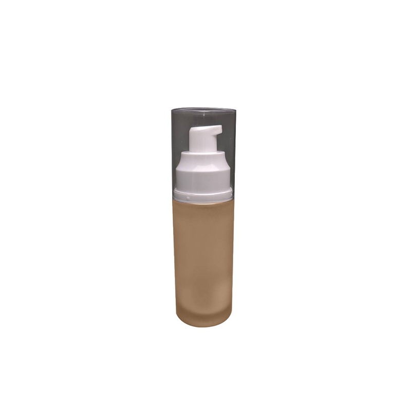Pastel color glass bottle empty 50ml foundation packaging cylinder shape glass bottle with plastic lotion pump