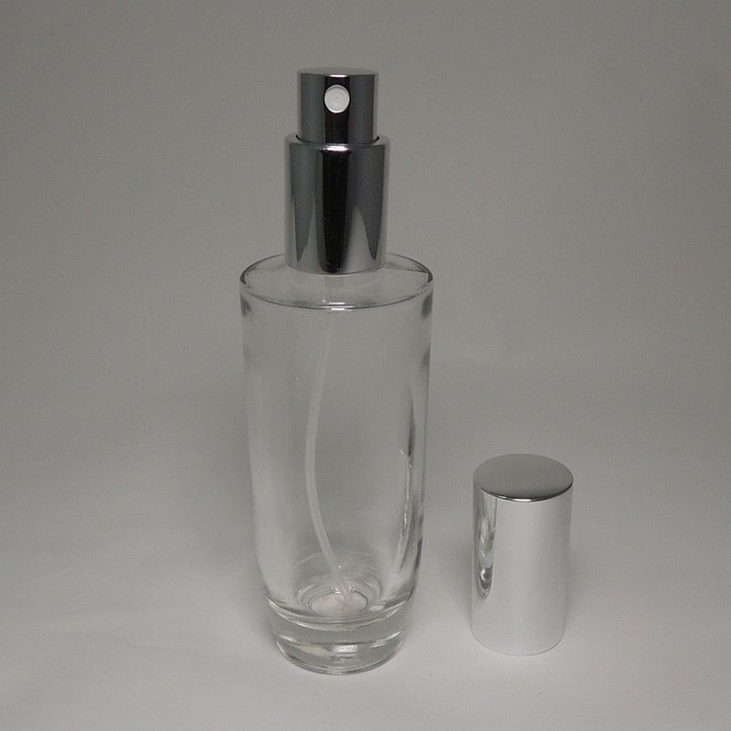 Custom scent empty 60ml glass bottle for EDP and EDT fragrance packaging 18/415 screw neck refillable glass bottle with aluminum sprayer