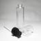 High style empty 45ml cylinder tall shape glass bottle custom logo printing black lotion pump transparent cap