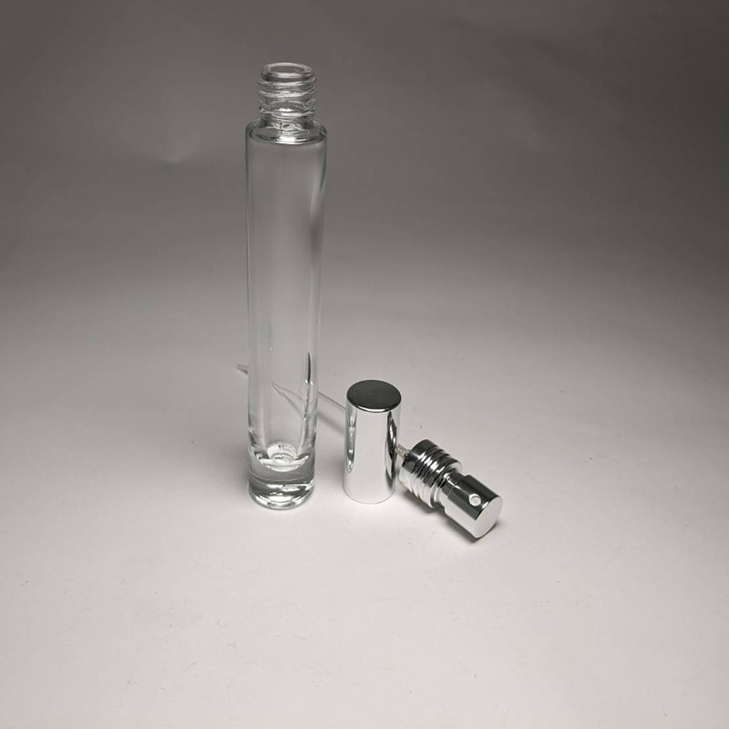 Custom spray color empty tall cylinder perfume glass bottle 10ml 13/415 screw neck aluminum sprayer and cap