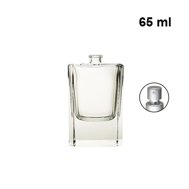 80ml flat rectangle glass bottle perfume long and thin crimp neck spray bottle