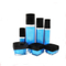 Luxury packaging plastic cosmetic empty bottle with black cap for facial serum square cosmetic bottle set