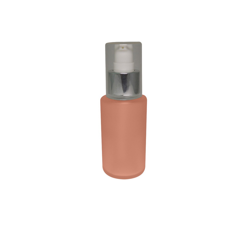 Facial soothing cream lotion empty 60ml cylinder custom color matte finish glass bottle with lotion pump and overcap