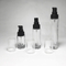 Customized semi transparent pink color empty 35ml cylinder glass bottle for facial skincare lotion pump with transparent cap