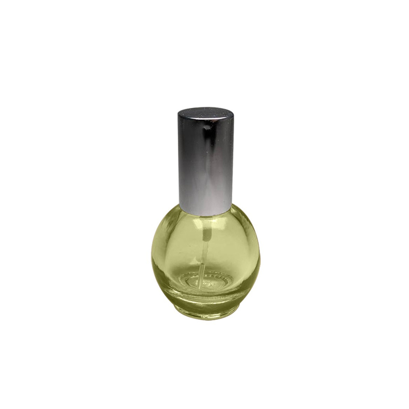 Shinny semi transparent yellow color 10ml globe shape glass bottle aluminum mist sprayer for perfume fragrance packaging