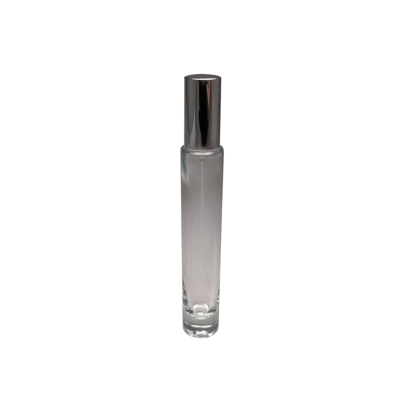 Best selling 10ml cylinder tall shape perfume glass bottle silver aluminum mist sprayer aluminum cap