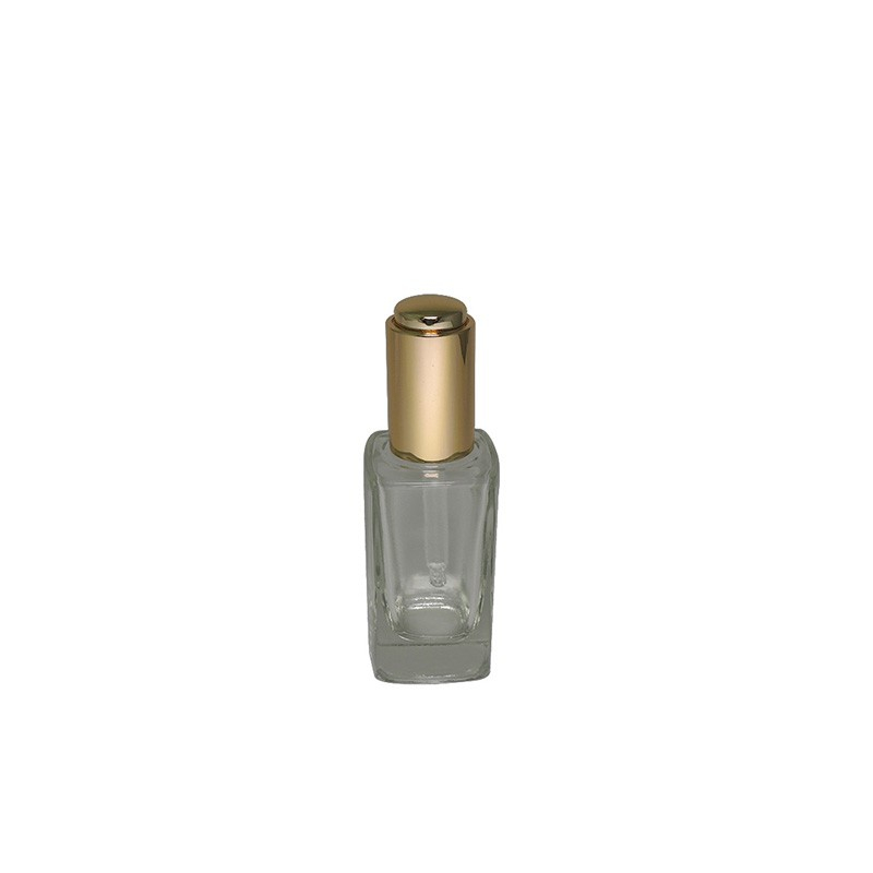 High quality square glass bottle with aluminum dropper