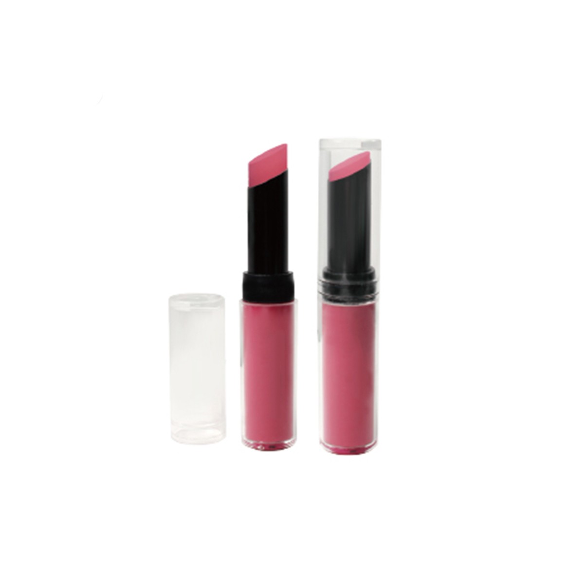 Cosmetic lip tube case packaging twist up cap on easy handy tube refill BPA free transparent and pink color