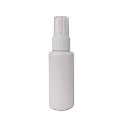 Useful empty 50ml cylinder shape plastic PET bottle solid white color with ribbed collar plastic sprayer and transparent cap