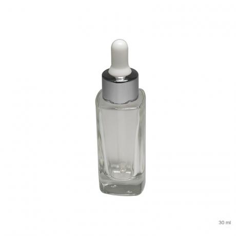 30ml heavy glass bottle with aluminum collar silicone dropper