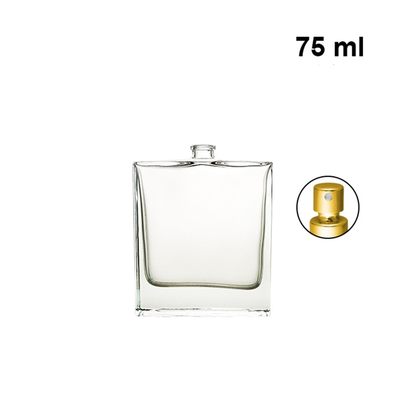 Transparent perfume glass spray bottle empty 75ml glass bottle with heavy bottom crimp neck