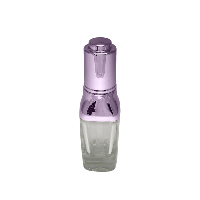 Bottle body with aluminum 30ml square glass bottle with aluminum dropper