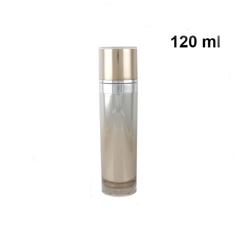 Gorgeous color cosmetic packaging plastic bottle with gold cap and silver liner plastic cosmetic bottle